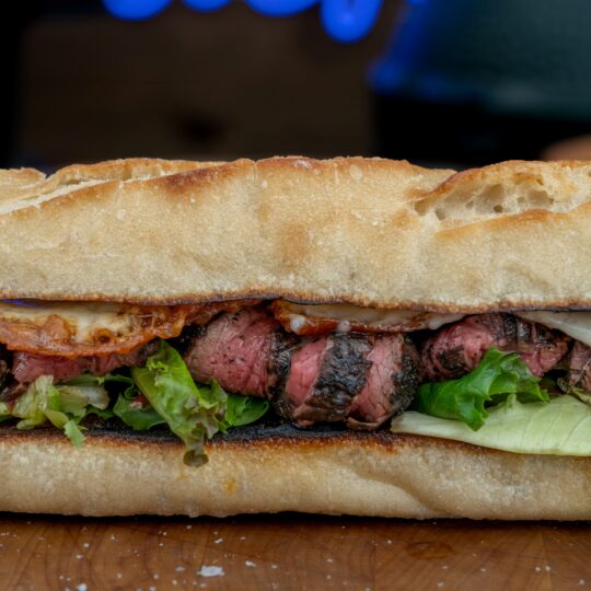 Flank Steak Sammy with Mojo de Ajo